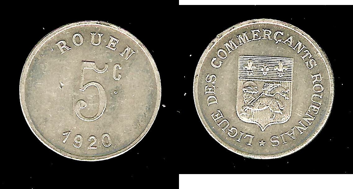 Rouen Commercial League 5 centimes 1920 FDC